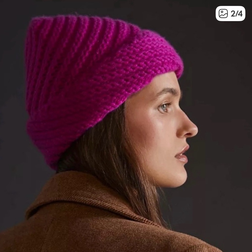 Anthropologie Cashmere Fuchsia Beanie
